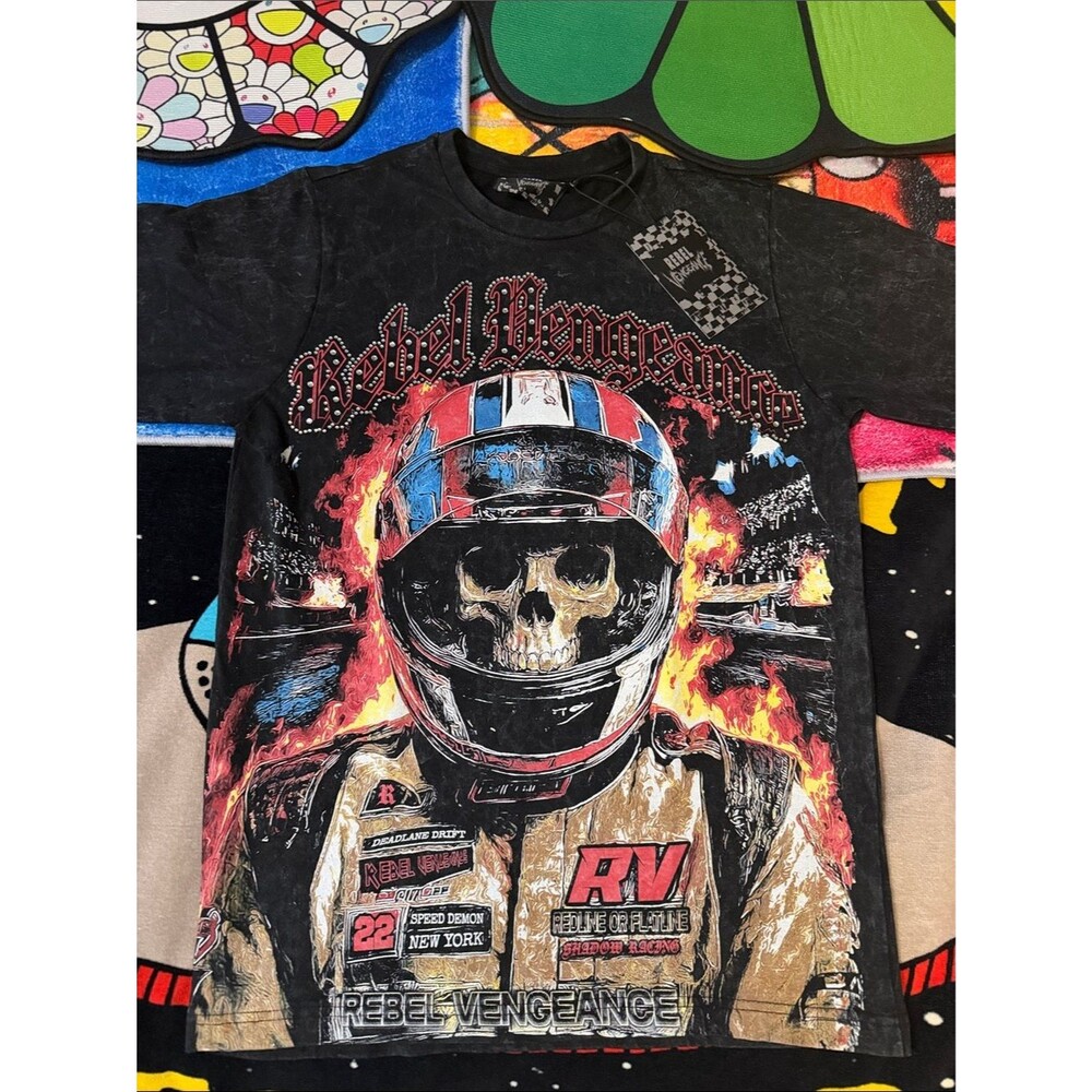 Rebel Vengeance Skull Racer Graphic T-Shirt
